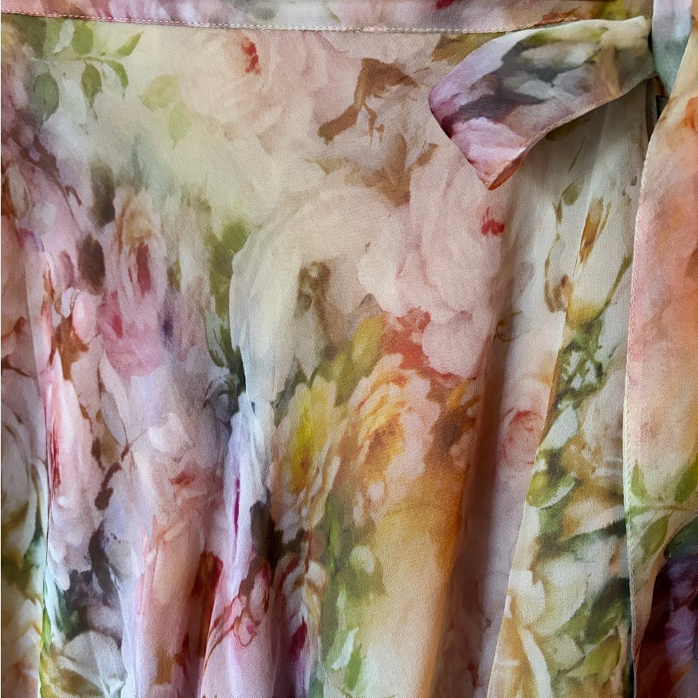 Valentino vintage flowy watercolor Floral Silk Skirt soft luxury romantic garden - Picture 6 of 16